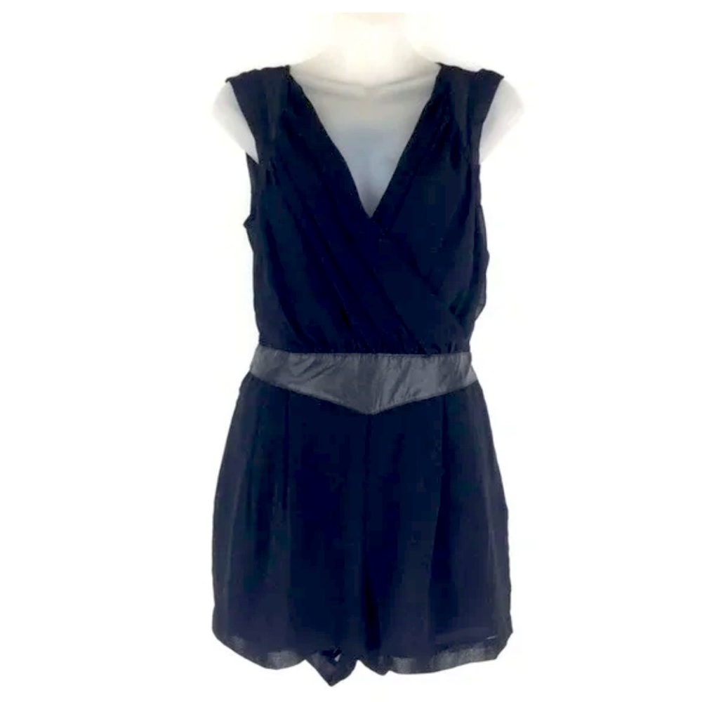 Silence+Noise Black Sheer Belted Romper Size 4